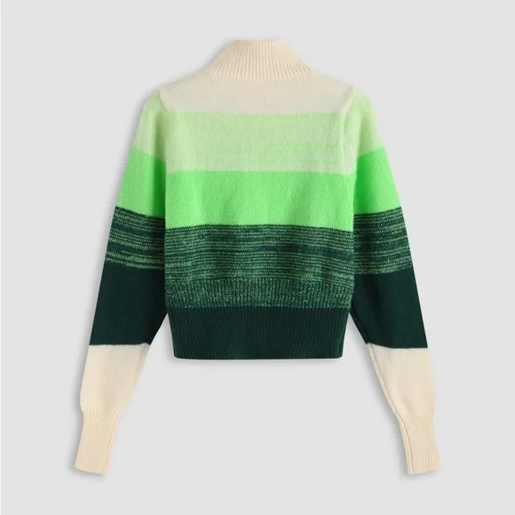(SOLD) Green Striped Knitted Sweater - Picture 2 of 7